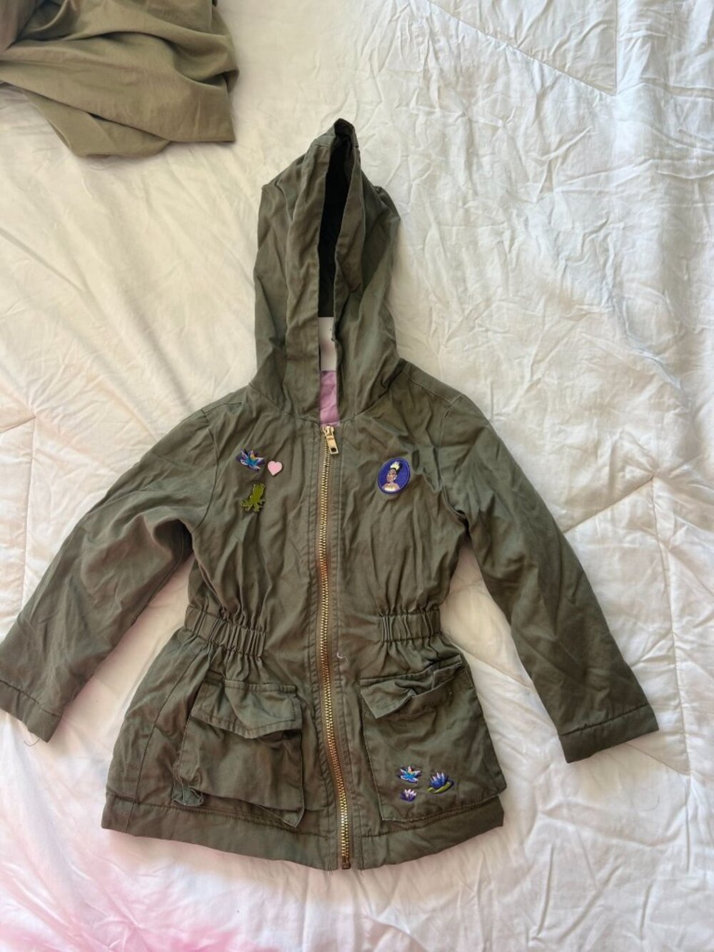 Disney Princess Tiana Olive Green utility Jacket size 3t